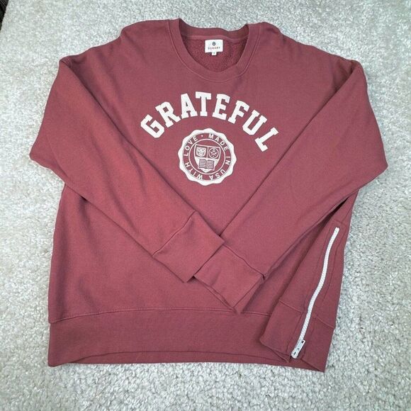 Anthropologie Sundry Varsity Grateful Sweatshirt Mauve Pink - Picture 3 of 11